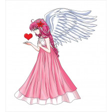 Angel Holding a Red Heart Duvet Cover Set