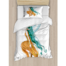 Pixie Girl Elf Green Hair Duvet Cover Set