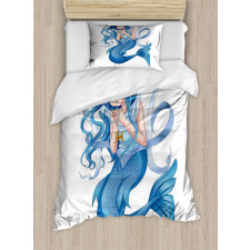 Manga Style Pisces Girl Duvet Cover Set