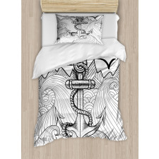 Zentangle Ocean Clouds Duvet Cover Set