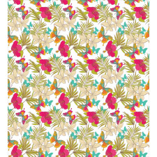 Tropical Flowers Leaves Duvet Cover Set