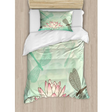 Exotic Lily Dragonflies Duvet Cover Set