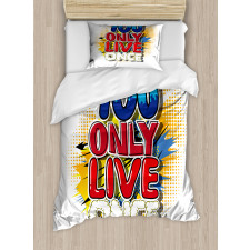 Cartoon Style Life Message Duvet Cover Set