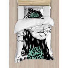 Girl with a Backwards Hat Duvet Cover Set