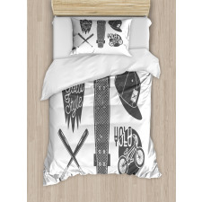 Baseball Bat Skateboard Duvet Cover Set