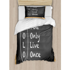 Life Words on Chalkboard Duvet Cover Set