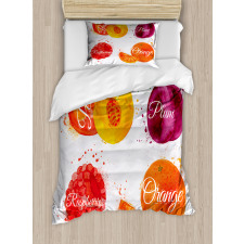 Peach Raspberry and Plum Duvet Cover Set