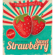 Retro Poster Strawberries Duvet Cover Set