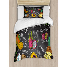 Mango Dragon Fruit Papaya Duvet Cover Set