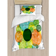 Doodle Vegan Pattern Duvet Cover Set