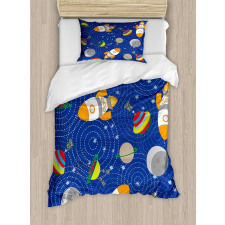 Outer Space Moon UFO Duvet Cover Set