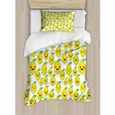 Cartoon Lemon Emoticons Duvet Cover Set