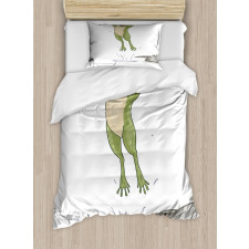 Happy Jumping Toad Humor Duvet Cover Set