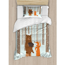 Bear with Accordion Fox Duvet Cover Set