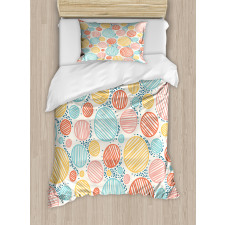 Striped Circles Pastel Duvet Cover Set