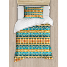 Folk Motifs Strips Duvet Cover Set