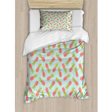 Doodle Style Pineapple Duvet Cover Set
