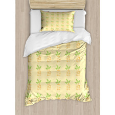 Watercolor Pineapple Duvet Cover Set