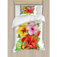 Colorful Hibiscus Blooming Duvet Cover Set