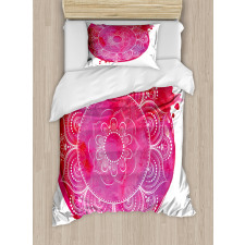 Pink Watercolor Mandala Duvet Cover Set