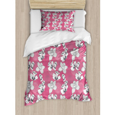 Sketch Flower Motifs Duvet Cover Set