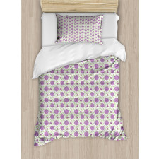 Floral Pixel-Like Dots Duvet Cover Set