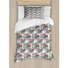 Watercolor Botany Motif Duvet Cover Set