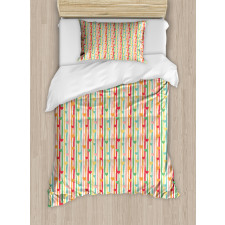 Hearts on Stripes Duvet Cover Set