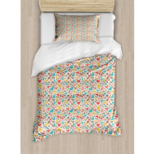 Hearts in Retro Colors Duvet Cover Set