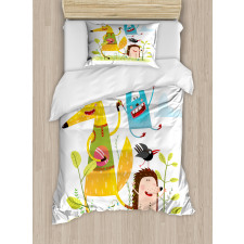 Playing Animals in Garden Duvet Cover Set