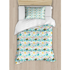 Sea Habitants and Sun Duvet Cover Set