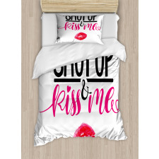 Lipstick Stain Lettering Duvet Cover Set