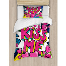 Retro Hearts Lipstick Duvet Cover Set