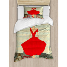Lady in Red Dress Duvet Cover Set