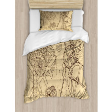 Hand-Drawn Machines Duvet Cover Set