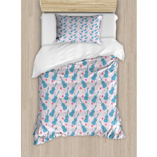 Violin with Notes Pattern Duvet Cover Set