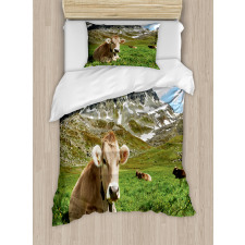 Alpine Mountain Milk Cow Duvet Cover Set