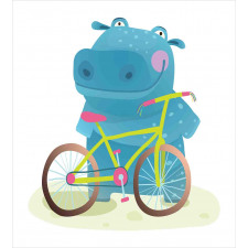 Hippo Child with Bicycle Duvet Cover Set