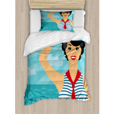 Smiling Sailor Girl Duvet Cover Set