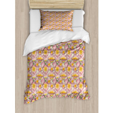 Retro Doodle Flowers Duvet Cover Set