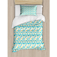 Deformed Shape Daisies Duvet Cover Set