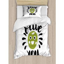 Olive You Funny Grunge Duvet Cover Set