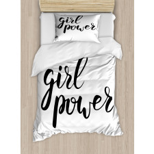 Girl Power Feminist Text Duvet Cover Set