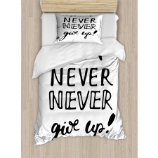 Never Give up Motivation Duvet Cover Set