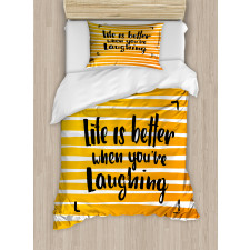 Always Laugh Striped Duvet Cover Set