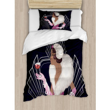 Fur Collar Lady Duvet Cover Set