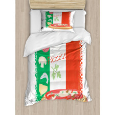 Italian Cuisine and Flag Duvet Cover Set