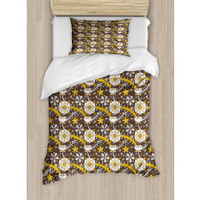 Dry Lotus Flower Design Duvet Cover Set