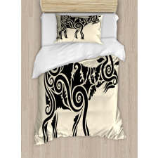 Tribal Waves Curves Tattoo Duvet Cover Set