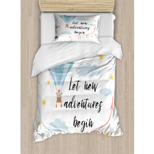 Air Balloon Sky Words Duvet Cover Set